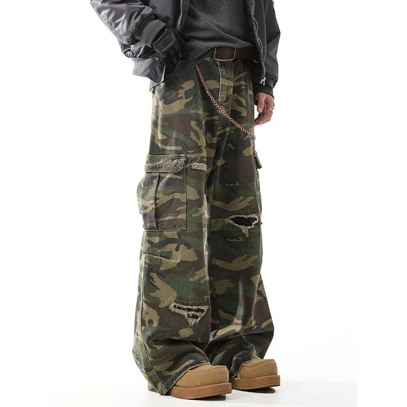 Multi-pockets Camouflage Cargo Pants Y2K Women