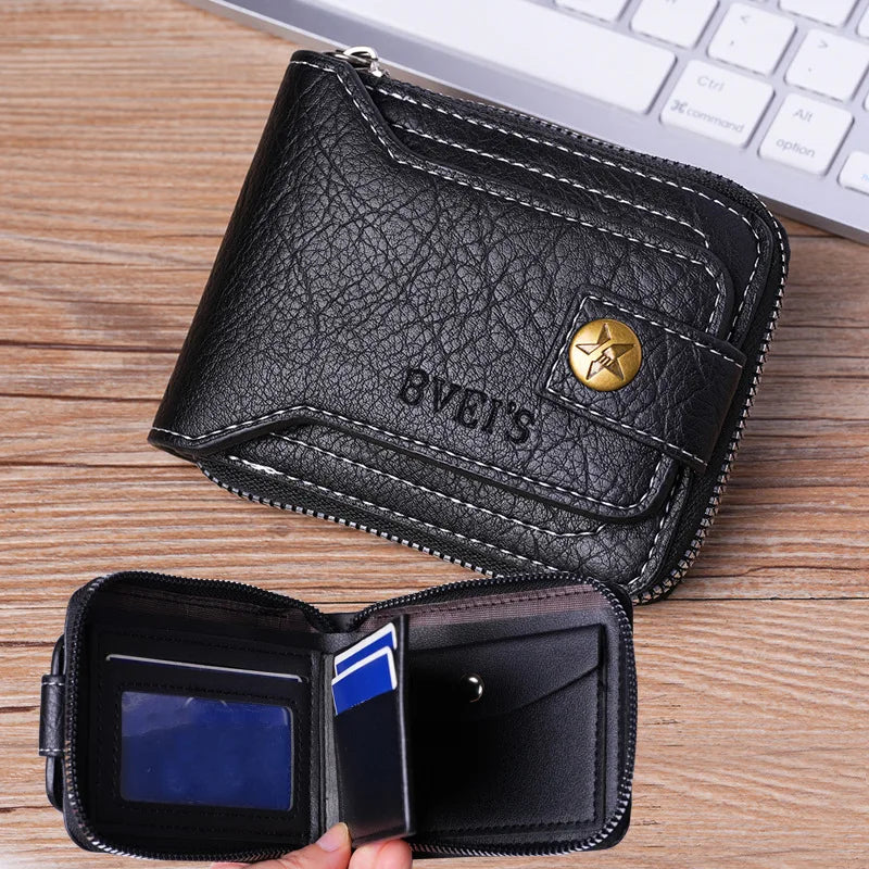 1pc men's short zipper wallet