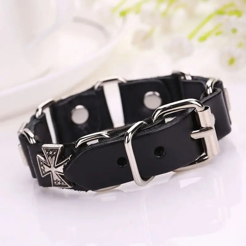 Punk Adjustable Bracelet Metal Cross Cuff