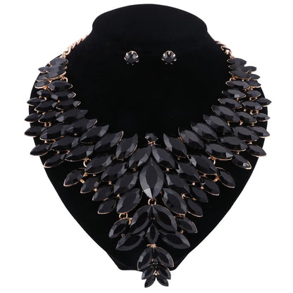 Women Crystal Jewelry Set Gold Color