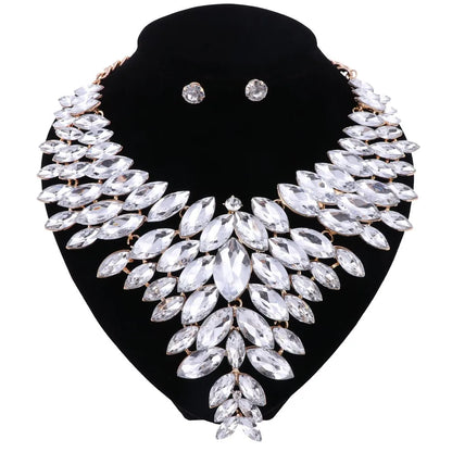 Women Crystal Jewelry Set Gold Color