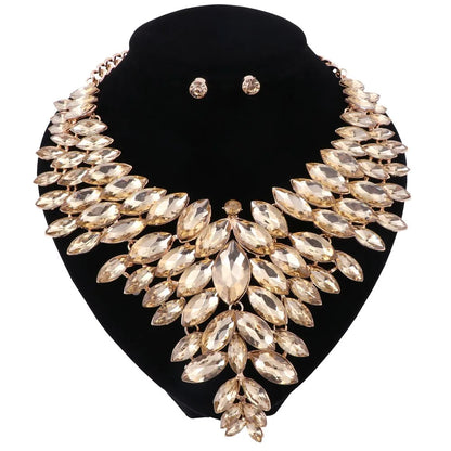 Women Crystal Jewelry Set Gold Color