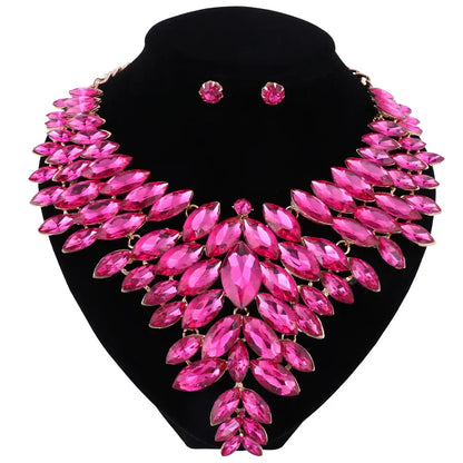 Women Crystal Jewelry Set Gold Color