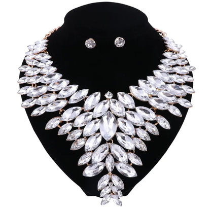 Women Crystal Jewelry Set Gold Color