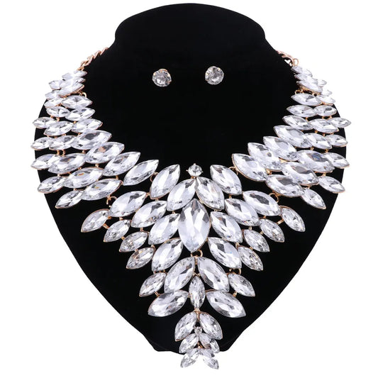 Women Crystal Jewelry Set Gold Color