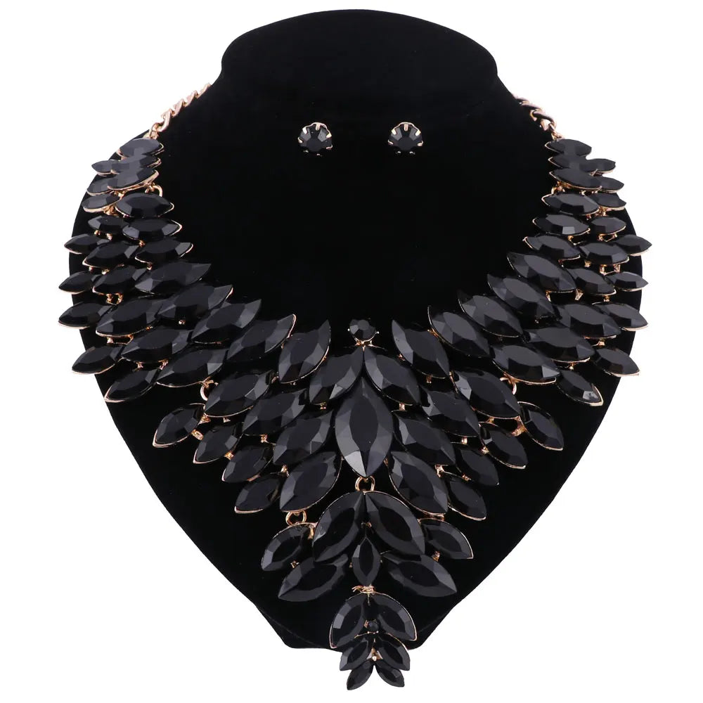 Women Crystal Jewelry Set Gold Color