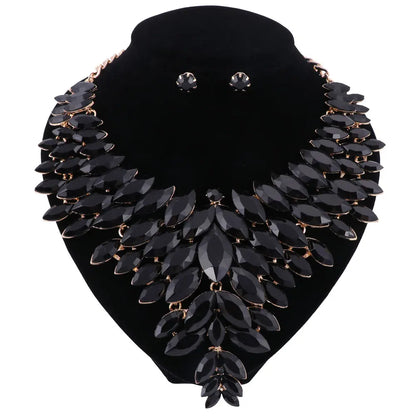 Women Crystal Jewelry Set Gold Color