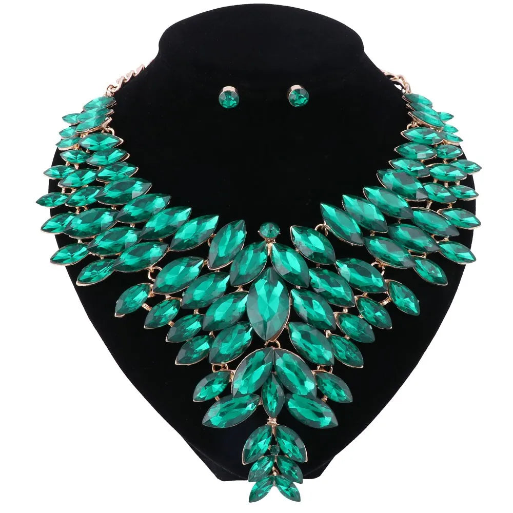 Women Crystal Jewelry Set Gold Color