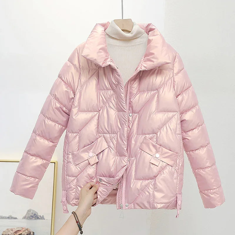 Women Winter Parkas Glossy Down