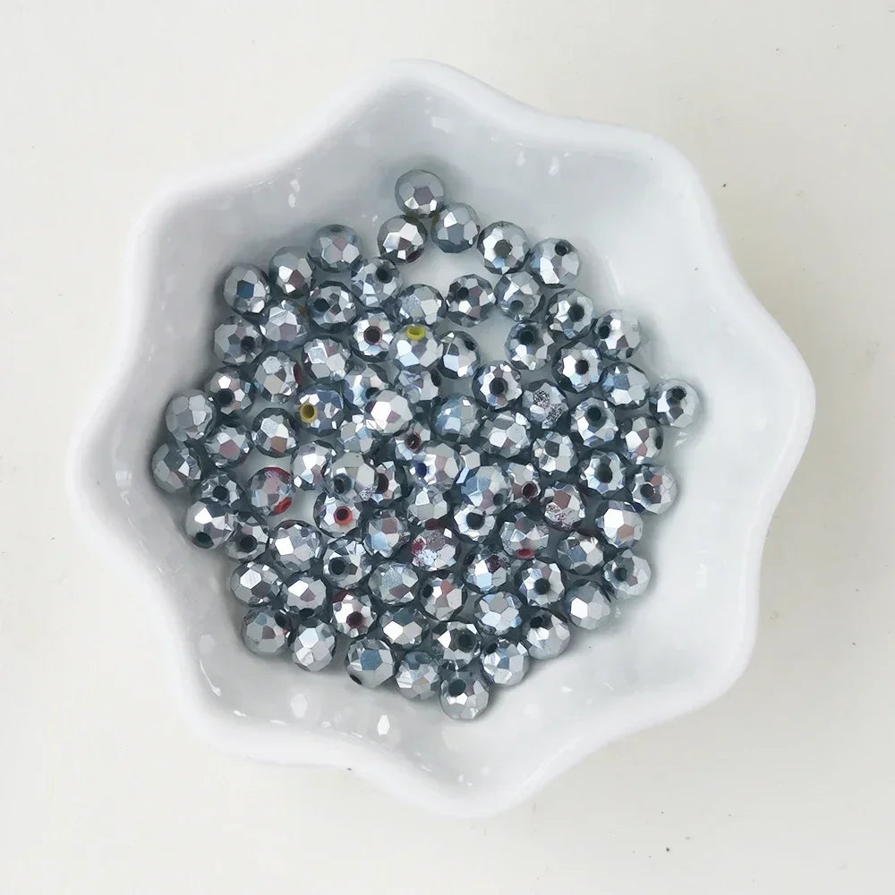 50pcs 4*6mm Rondelle Austria faceted Flat Acrylic Round Beads