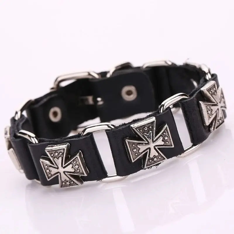 Punk Adjustable Bracelet Metal Cross Cuff