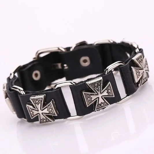 Punk Adjustable Bracelet Metal Cross Cuff