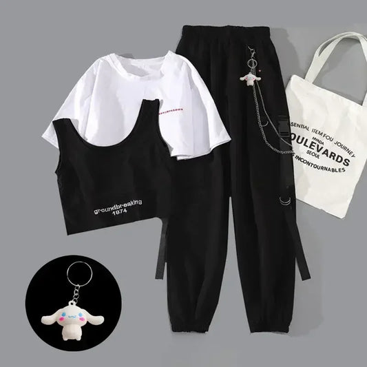 Women's Harajuku Cargo Pants 2 Piece Sets