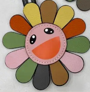 Top Genuine Leather Sun Flower Bag Charm