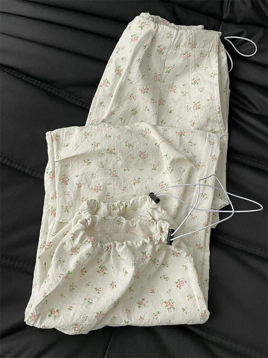 High Waist Floral Prints Cargo Pants