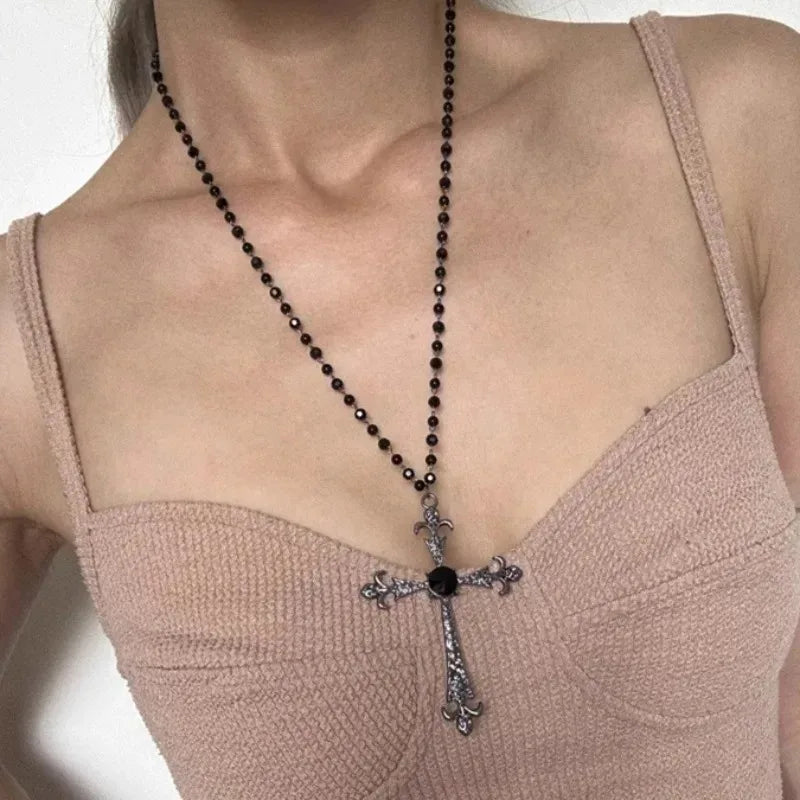 Gothic Cross Clavicle Chain Necklace Y2K