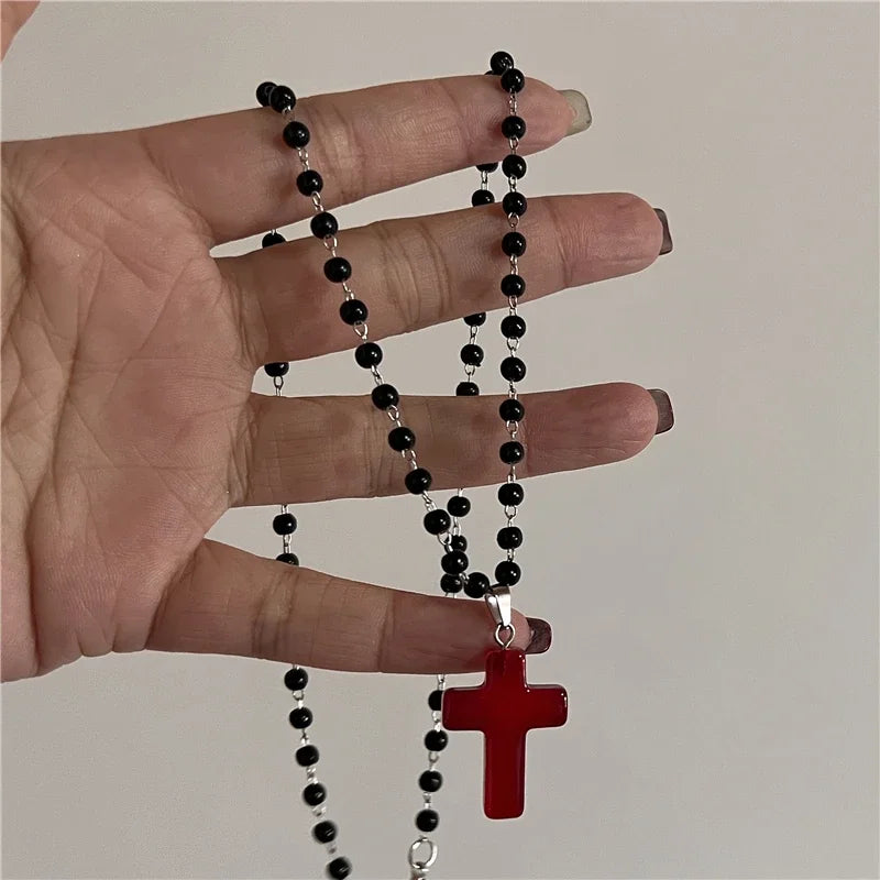 Gothic Vintage Red Glass Cross