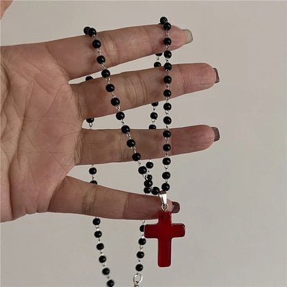 Gothic Vintage Red Glass Cross