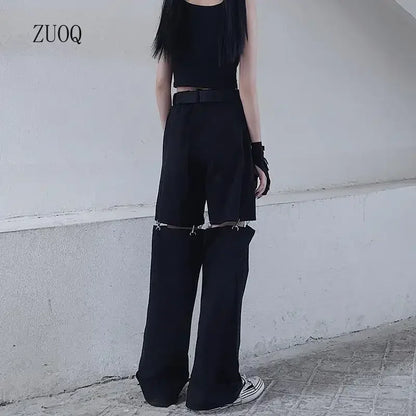 High Waist Detachable Cargo Pants Woman