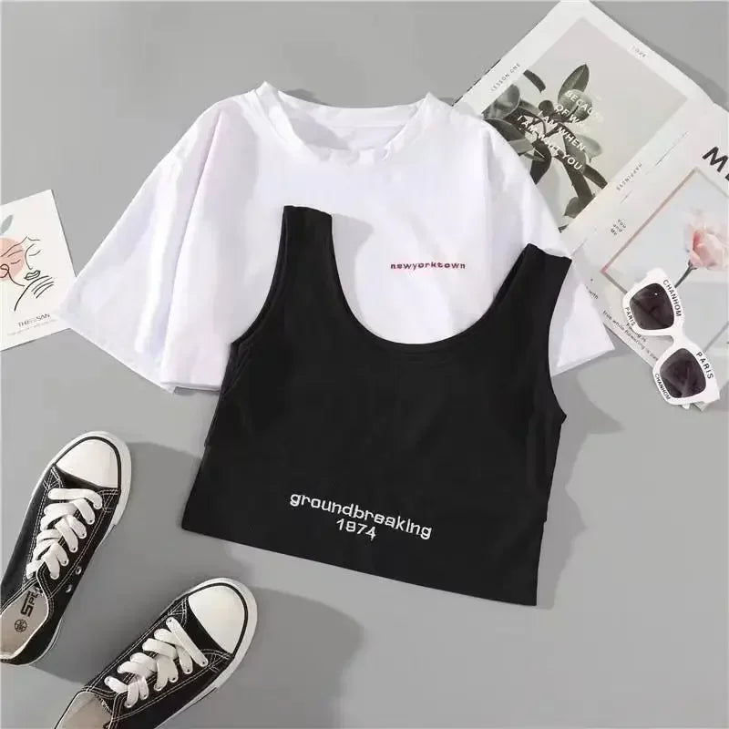 Women's Harajuku Cargo Pants 2 Piece Sets