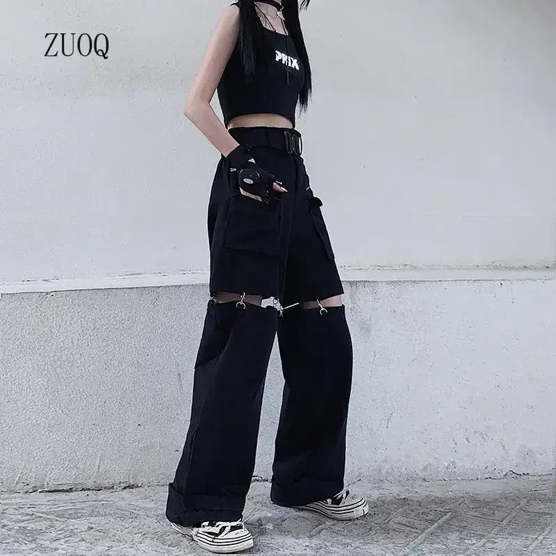 High Waist Detachable Cargo Pants Woman
