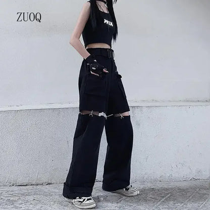 High Waist Detachable Cargo Pants Woman