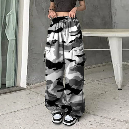 Baggy Camo Print Drawstring Loose