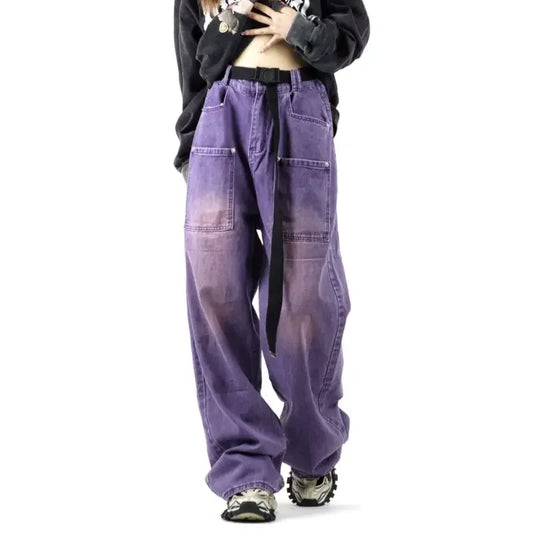 Y2k Purple Oversized Cargo Pants Harajuku Korean Brand
