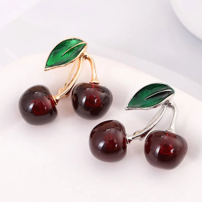 Fashion Crystal Dark Red Cherry Brooches