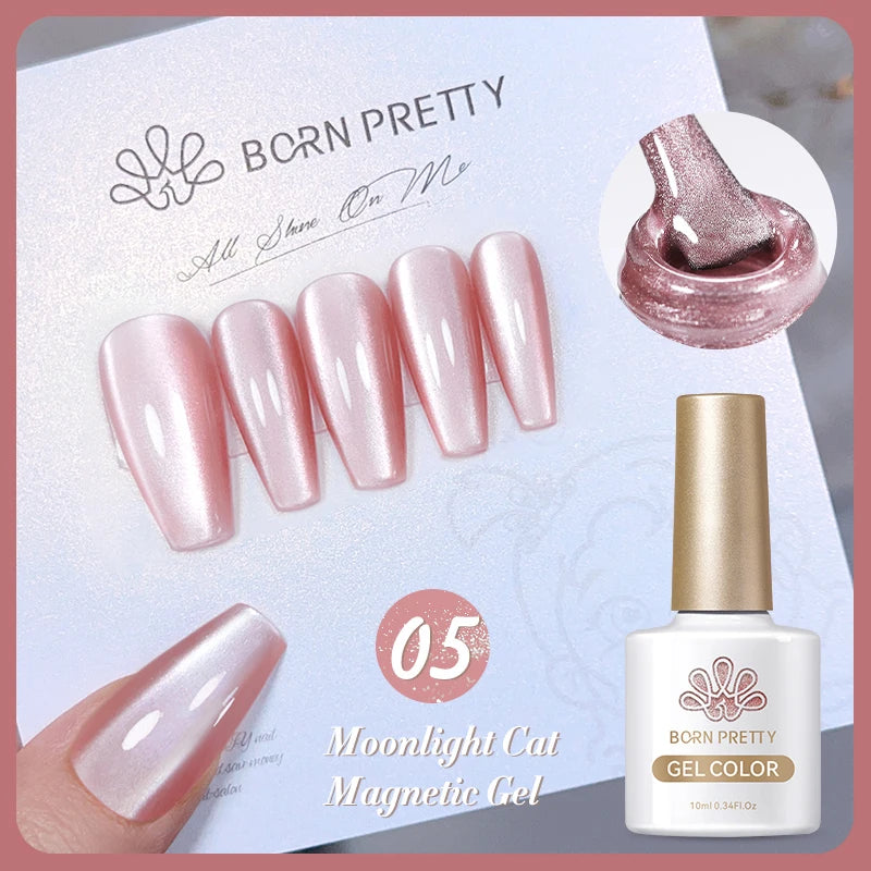 BORN PRETTY 10ml Pink Glass Cat Magnetic Gel