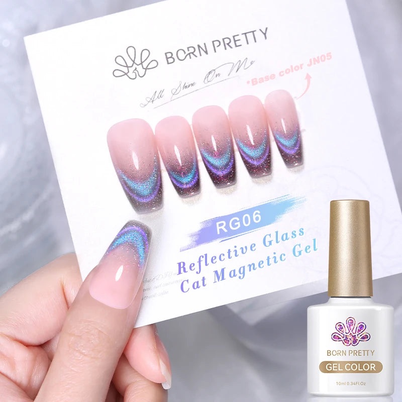 BORN PRETTY 10ml Pink Glass Cat Magnetic Gel