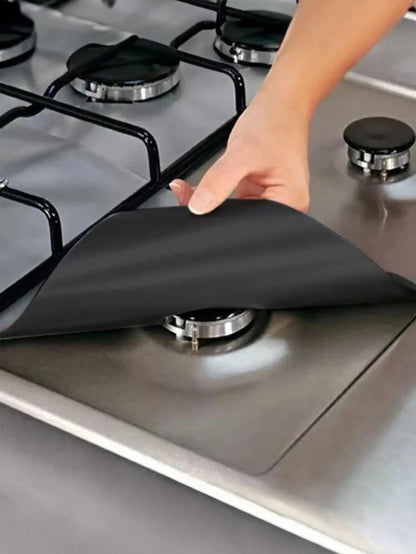 8pcs black gas stove oil proof pad