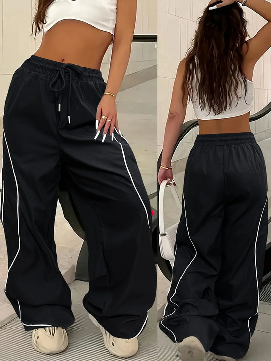 Y2K Mid-Rise Drawstring Loose Fit Cargo Pants