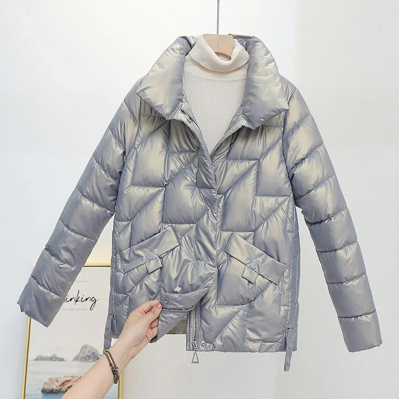 Women Winter Parkas Glossy Down
