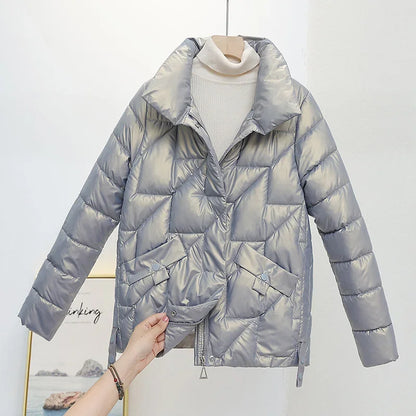 Women Winter Parkas Glossy Down