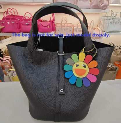 Top Genuine Leather Sun Flower Bag Charm