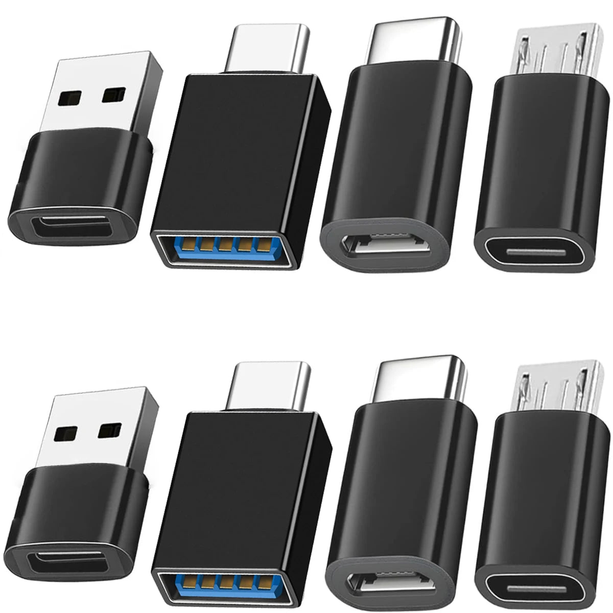 8 Pack USB C Female Adapter Set, USB A to USB C & Micro USB to Type C Converter Compatible with Car Charger, Laptop
