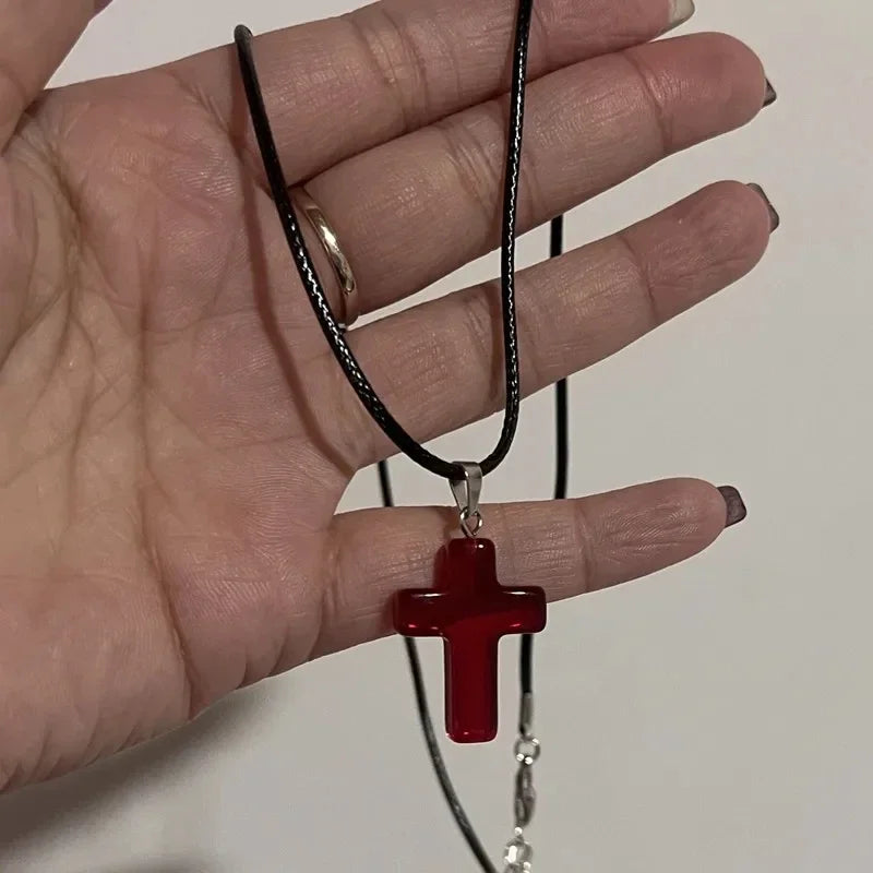 Gothic Vintage Red Glass Cross