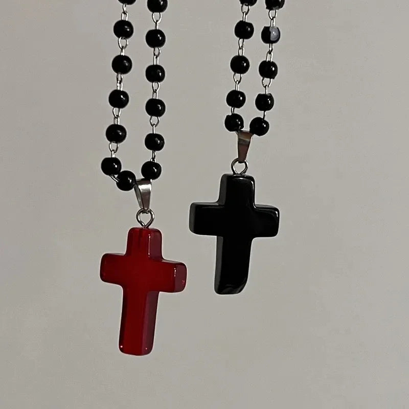 Gothic Vintage Red Glass Cross