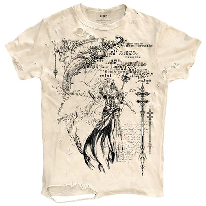 Vintage Ripped T Shirts Men Streetwear Harajuku Graphic