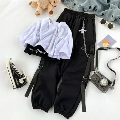 Women's Harajuku Cargo Pants 2 Piece Sets