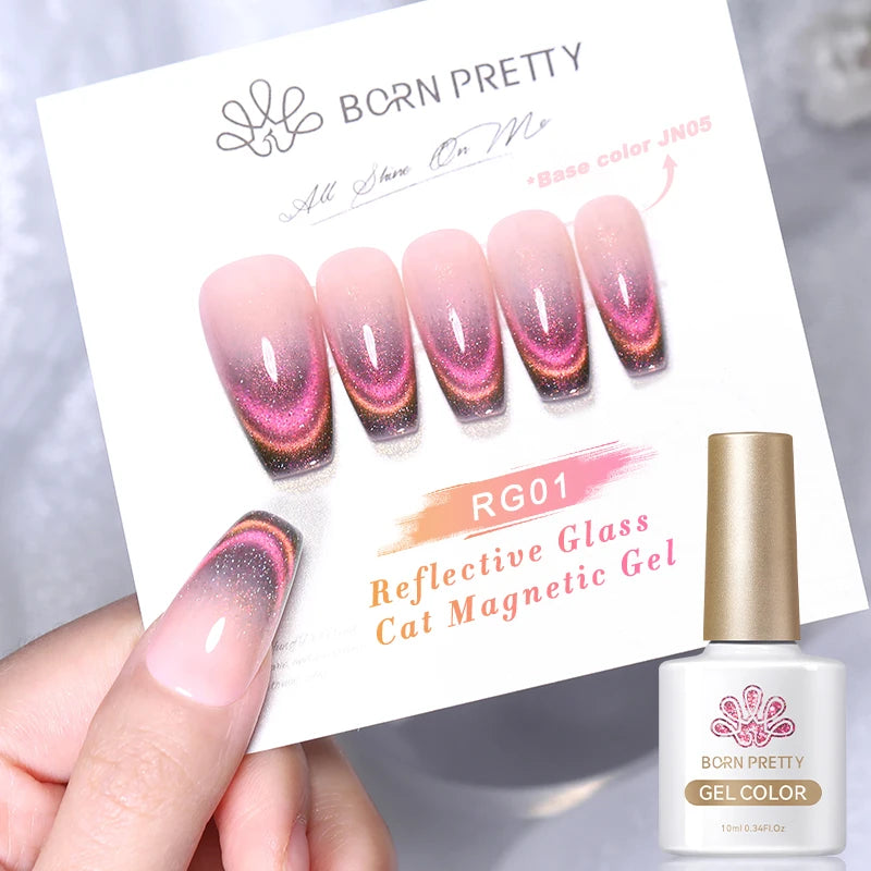 BORN PRETTY 10ml Pink Glass Cat Magnetic Gel