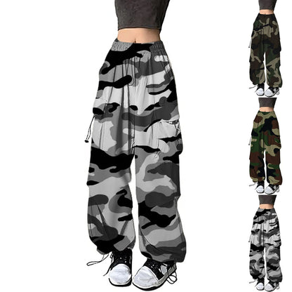 Baggy Camo Print Drawstring Loose