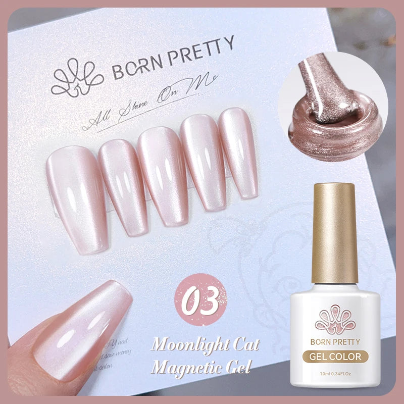 BORN PRETTY 10ml Pink Glass Cat Magnetic Gel