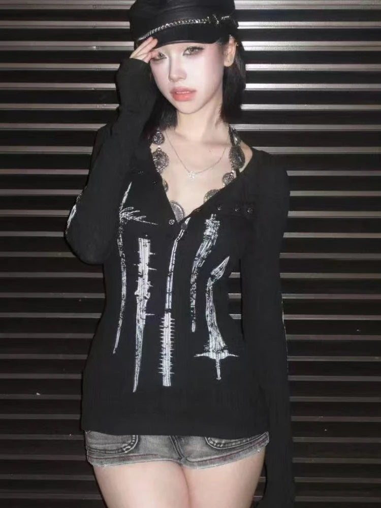 Aesthetic Autumn Slim Long Sleeve Y2k Outfits