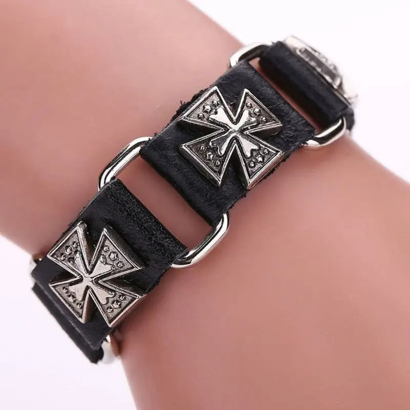 Punk Adjustable Bracelet Metal Cross Cuff