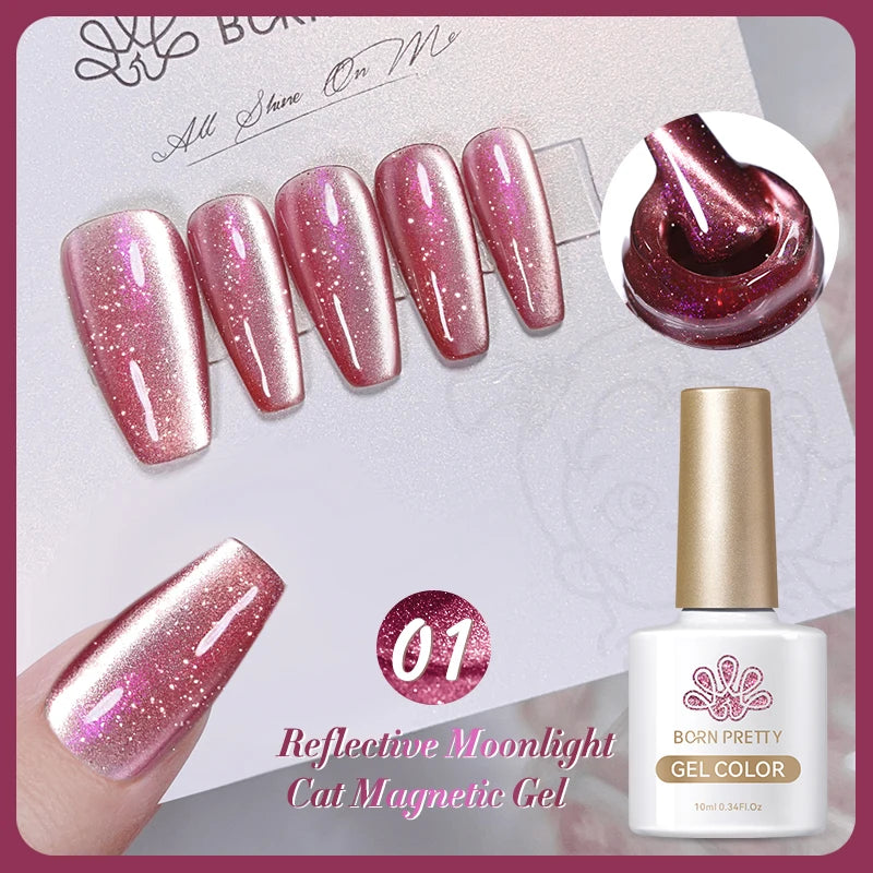 BORN PRETTY 10ml Pink Glass Cat Magnetic Gel