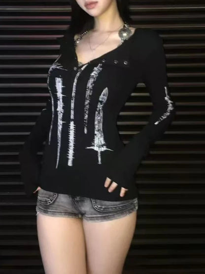 Aesthetic Autumn Slim Long Sleeve Y2k Outfits