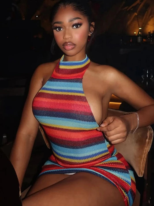 Kliou Striped Mini Dress