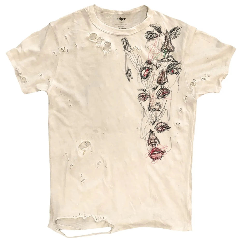 Vintage Ripped T Shirts Men Streetwear Harajuku Graphic